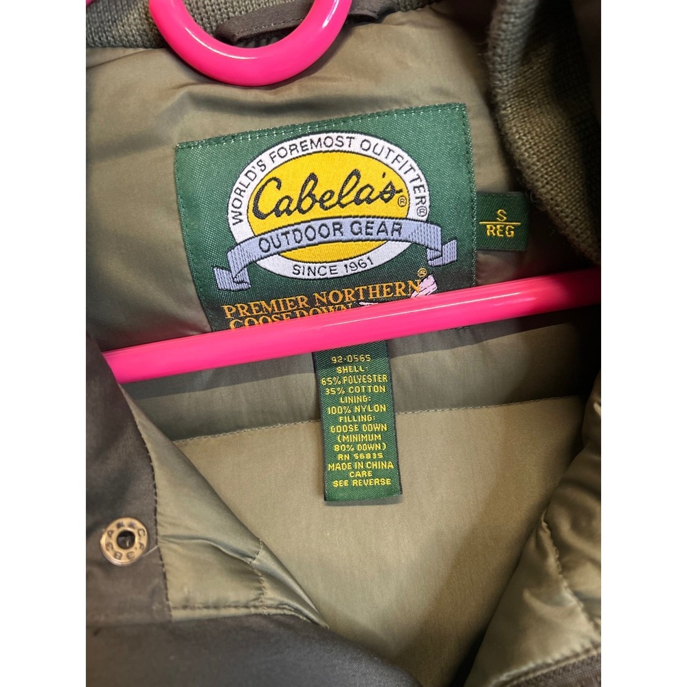VTG Cabelas Vest Mens S Green Premier Northern Goose Down Puffer Outdoor Hunting - Picture 2 of 8